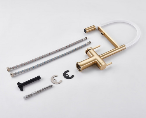 Смеситель для кухни Rose R358G цвет Золотой сатин Белый