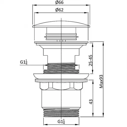 Донный клапан Vincea DPU-1B01GM click-clack Вороненая сталь