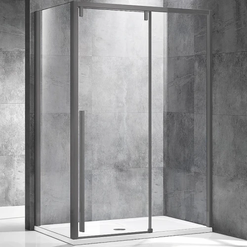 Душевой уголок Vincea Lugano 130x100 VSR-1L1013CLGM-1 профиль Вороненая сталь стекло прозрачное