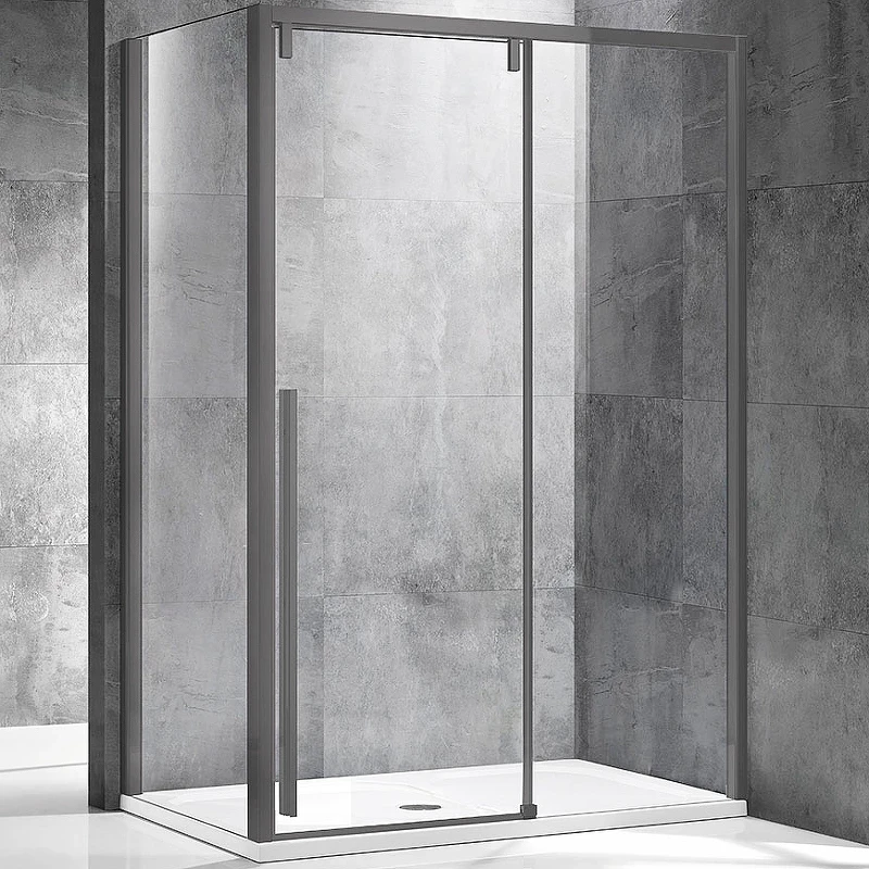 Душевой уголок Vincea Lugano 130x100 VSR-1L1013CLGM-1 профиль Вороненая сталь стекло прозрачное