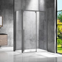 Душевой уголок Vincea Lugano 130x100 VSR-1L1013CLGM-1 профиль Вороненая сталь стекло прозрачное