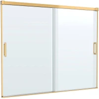 Шторка на ванну Cezares Tandem-Soft 180 TANDEM-SOFT-VF-2-180/145-C-BORO-IV профиль Брашированное золото стекло прозрачное