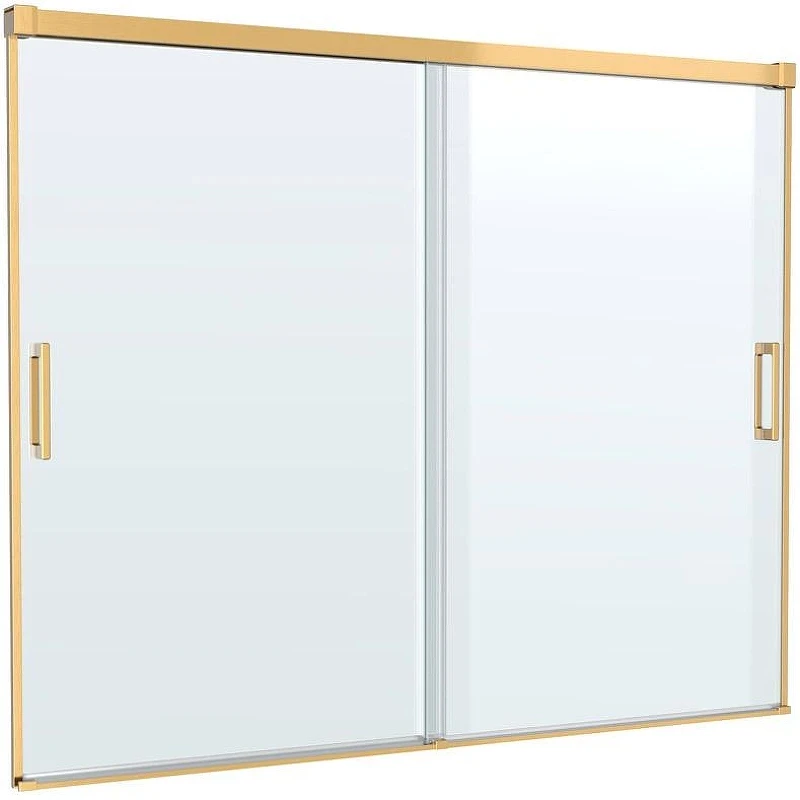 Шторка на ванну Cezares Tandem-Soft 180 TANDEM-SOFT-VF-2-180/145-C-BORO-IV профиль Брашированное золото стекло прозрачное