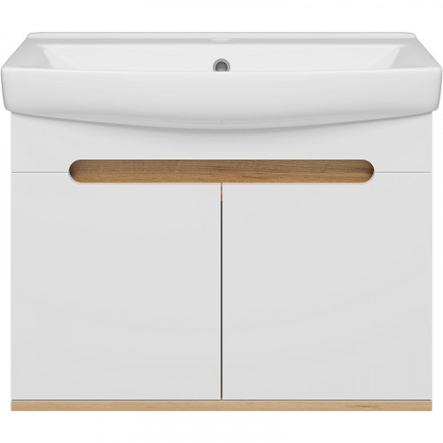 Тумба с раковиной Misty Сканди 70 УТ000023183 подвесная Белая Дуб крафт золотой Антрацит