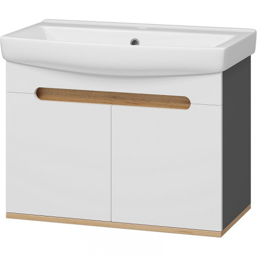 Тумба с раковиной Misty Сканди 70 УТ000023183 подвесная Белая Дуб крафт золотой Антрацит