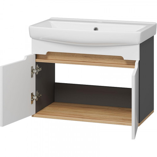 Тумба с раковиной Misty Сканди 70 УТ000023183 подвесная Белая Дуб крафт золотой Антрацит