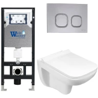 Комплект унитаза с инсталляцией WeltWasser AMBERG 506 + KEHLBACH 004 GL-WT + AMBERG RD-CR 10000006804 цвет Белый глянцевый с сиденьем Микролифт и клавишей смыва цвет Хром