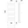 Водяной полотенцесушитель Terminus Аврора П22 500х1200 4670078529244 с полкой Хром, нижнее подключение, G 1/2" ВР, с угловым соединением нержавеющая сталь