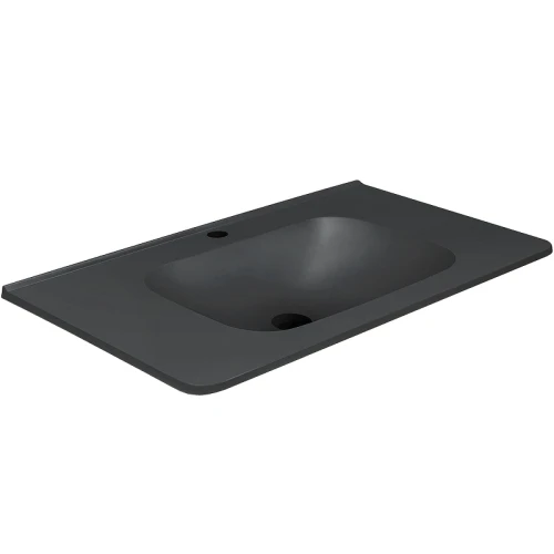 Раковина Vincea 80 VCB-2VP800B Черная искусственный камень (литьевой мрамор) полувстраиваемая