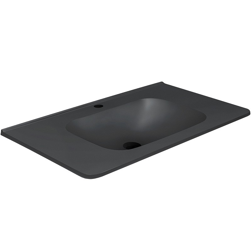 Раковина Vincea 80 VCB-2VP800B Черная искусственный камень (литьевой мрамор) полувстраиваемая