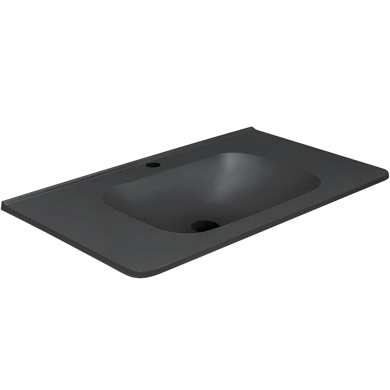 Раковина Vincea 80 VCB-2VP800B Черная искусственный камень (литьевой мрамор) полувстраиваемая