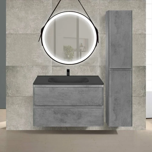 Раковина Vincea 80 VCB-2VP800B Черная искусственный камень (литьевой мрамор) полувстраиваемая