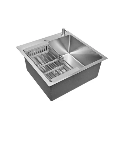 Кухонная мойка Wisent 50 WGS35050/W02-114/W405A/W302644/W4998-4 со смесителем цвет Сатин
