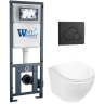 Комплект унитаза с инсталляцией WeltWasser MARBERG 410 + MERZBACH 043 GL-WT + MAR 410 RD MT-BL 10000011310 цвет Белый глянцевый с сиденьем Микролифт и клавишей смыва цвет Черный матовый