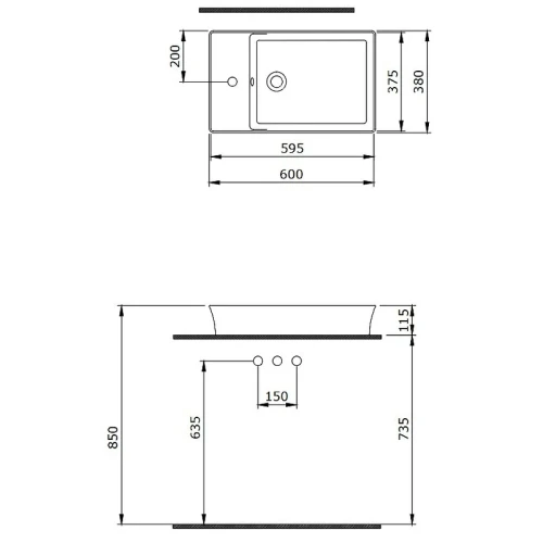 Раковина Berges Ego SL 60 182013 Белая глянцевая фарфор накладная