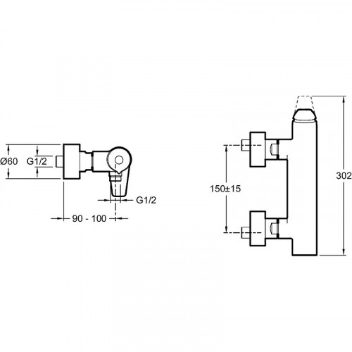 Смеситель для душа Jacob Delafon Avid E97368-CP Хром латунь на стену