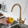 Смеситель для кухни Shevanik S128G цвет Золотой сатин