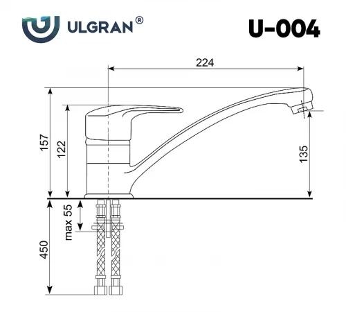 Смеситель для кухни Ulgran Classic U-004-307 Терракот латунь
