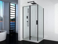 Душевой уголок Ceruttispa Victoria 120x90 B профиль Черный стекло прозрачное