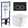 Комплект унитаза с инсталляцией WeltWasser BAMBERG 460 + GELBACH 043 GL-WT + BAMBERG BL 10000012809 цвет Белый глянцевый с сиденьем Микролифт и клавишей смыва цвет Черный