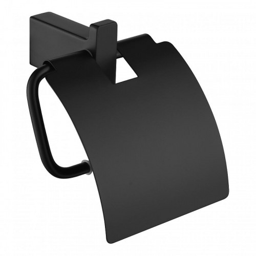 Держатель туалетной бумаги Grocenberg AC0029BL с крышкой цвет Черный матовый