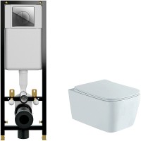 Комплект унитаза Aquatek Либра New AQ1148N-00 с инсталляцией Cersanit Black 35 S-IN-BLACK-Cg-w с сиденьем Микролифт и клавишей смыва Хром фарфор подвесной