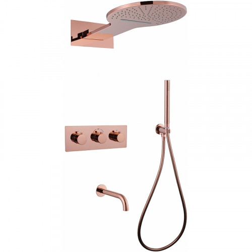 Душевая система Abber Wasser Kreis AF8150RG с термостатом Розовое золото латунь встраиваемый