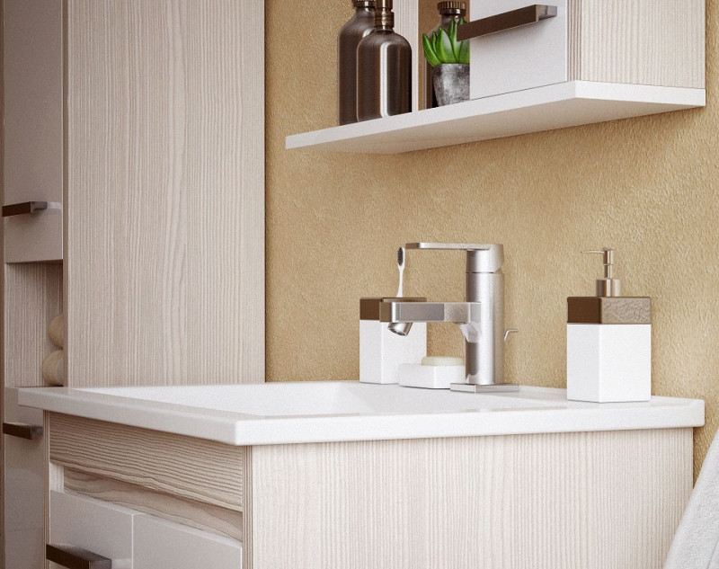 Тумба под раковину Corozo Лорена 75 SD-00000356 Лайн Белая МДФ / ЛДСП