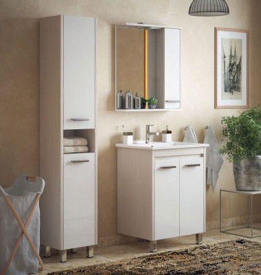 Тумба под раковину Corozo Лорена 75 SD-00000356 Лайн Белая МДФ / ЛДСП