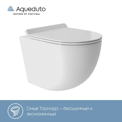 Комплект унитаза с инсталляцией Aqueduto Ovo AQDS016T с сиденьем Микролифт и клавишей смыва Хром фаянс подвесной