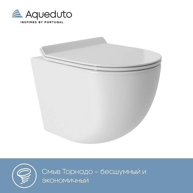 Комплект унитаза с инсталляцией Aqueduto Ovo AQDS016T с сиденьем Микролифт и клавишей смыва Хром фаянс подвесной
