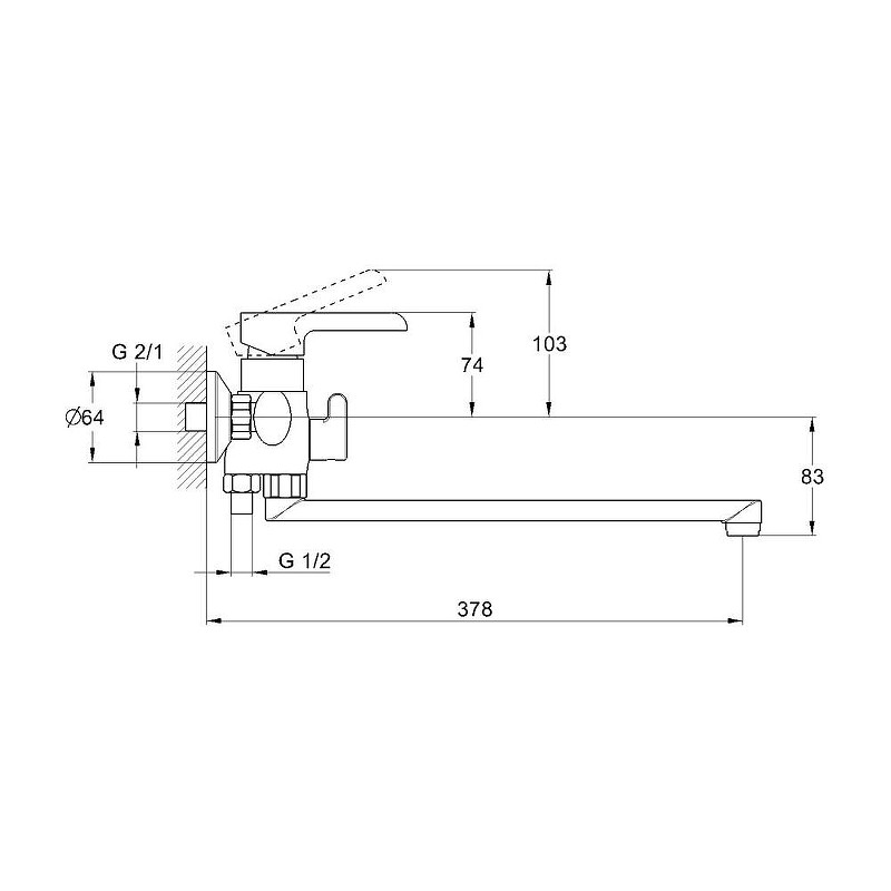 Смеситель для ванны G-Lauf ZOK ZOK7-A036YB универсальный цвет Черный матовый Хром