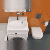 Раковина Maretti Eleganza 60 EN13SM69-844 на стиральную машину Белая искусственный камень (литьевой мрамор) подвесная, на стиральную машину