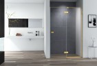 Душевая дверь Cezares Bellagio 140 BELLAGIO-B-12-140-C-BORO профиль Золото брашированное стекло прозрачное