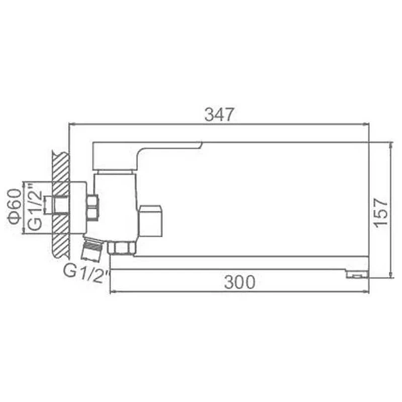 Смеситель для ванны Ledeme H54 2254L универсальный Хром латунь на стену