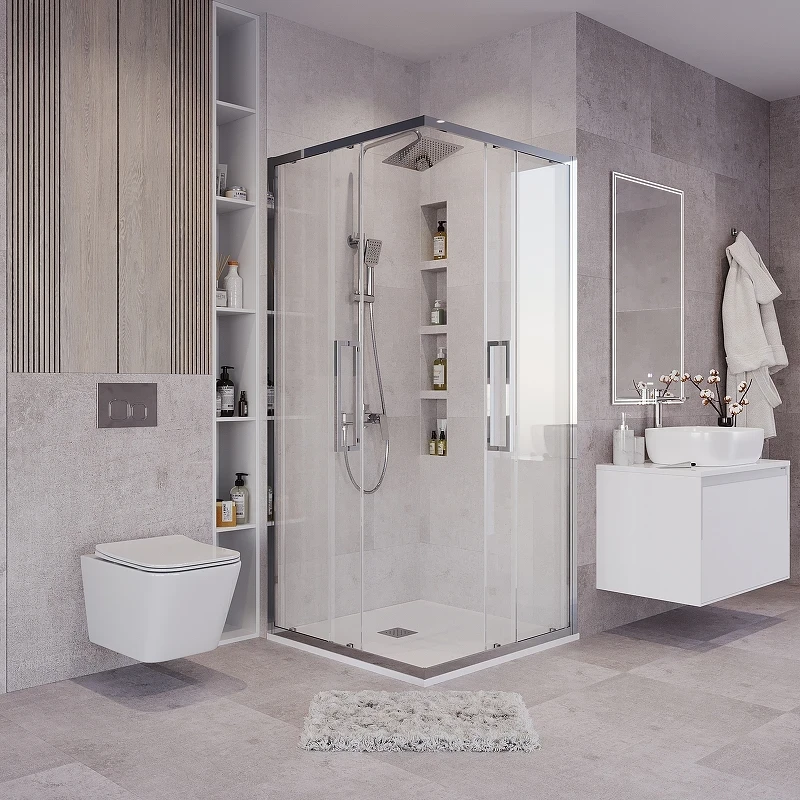 Душевой уголок Grossman Cosmo 80х80 300.K33.02.8080.10.00 профиль Хром стекло прозрачное