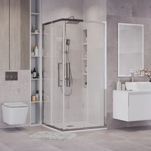 Душевой уголок Grossman Cosmo 80х80 300.K33.02.8080.10.00 профиль Хром стекло прозрачное