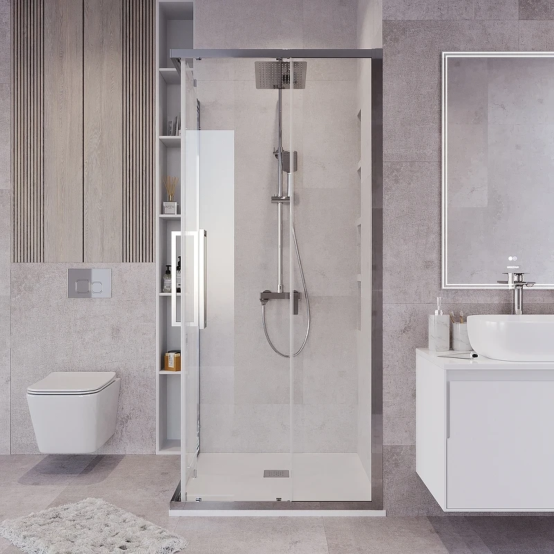 Душевой уголок Grossman Cosmo 80х80 300.K33.02.8080.10.00 профиль Хром стекло прозрачное