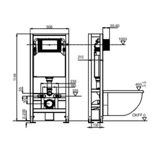 Инсталляция Tece Spring K500393 для унитаза без клавиши смыва