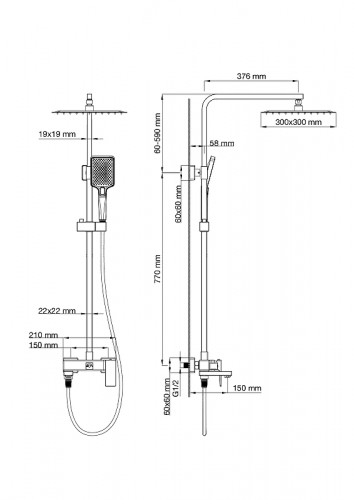 Душевая система Wonzon & Woghand Cube 2.0 WW-88047068-BG цвет Брашированное золото