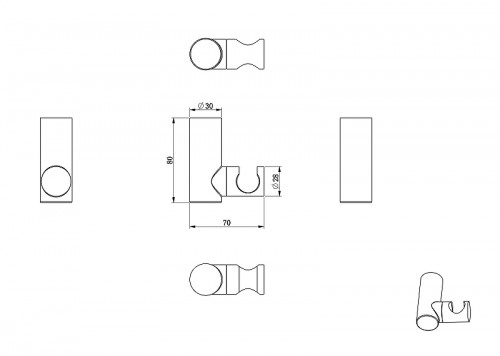 Держатель ручного душа Wonzon &amp; Woghand WW-994219-CR цвет Хром
