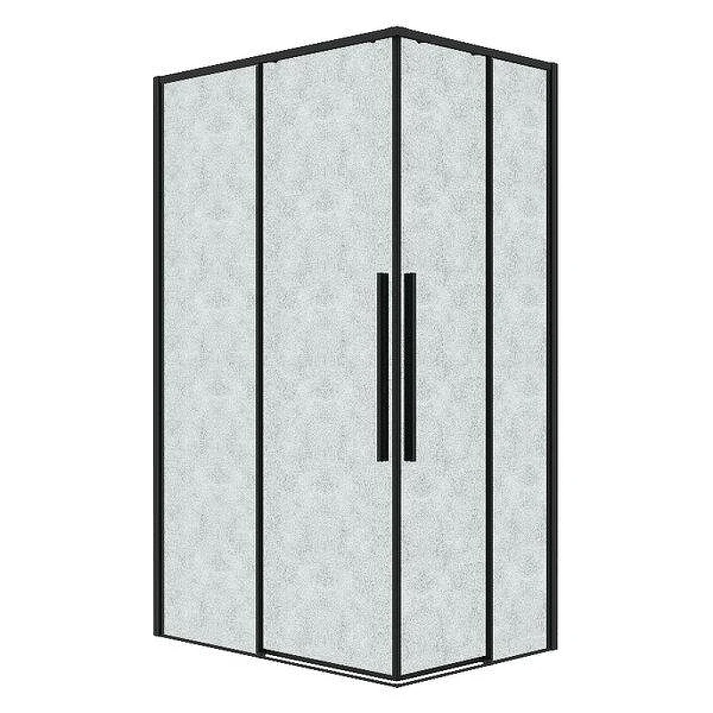 Душевой уголок Grossman Galaxy 120x80 L 300.K33.01.80R12L.21.02 профиль Черный матовый стекло шиншилла