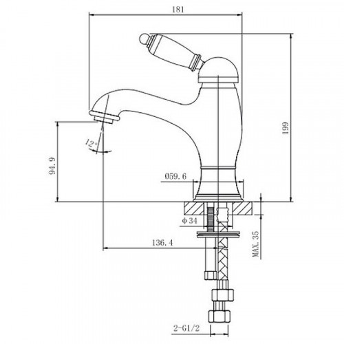 Смеситель для раковины Caprigo Adria-Uno 02-520-vot Бронза латунь