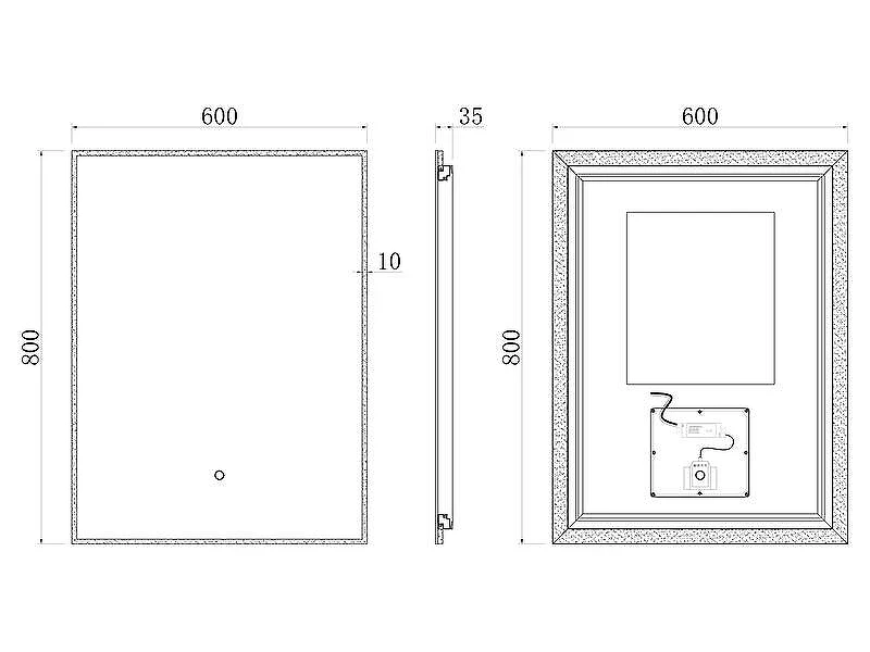 Зеркало Uni-Flow Mirror 60 M-010 с подсветкой с сенсорным выключателем и подогревом