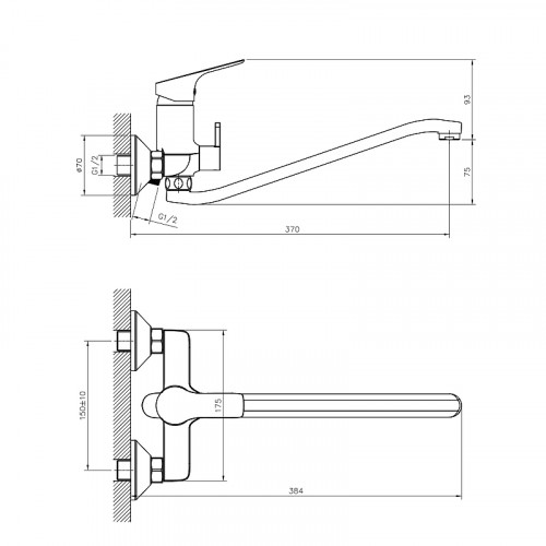Смеситель для ванны Rossinka RS29-34 универсальный