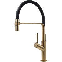 Смеситель для кухни ESKO Kitchen K50GB Брашированное золото Черный латунь