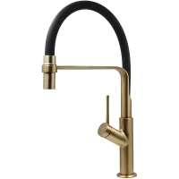 Смеситель для кухни ESKO Kitchen K50GB Брашированное золото Черный латунь