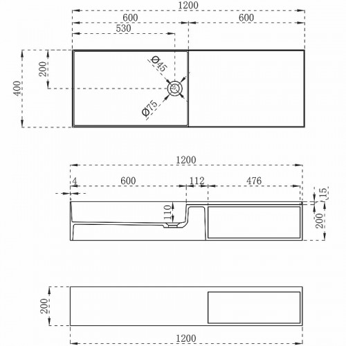 Раковина Vincea 120 VWB-6S112MW Белая матовая искусственный камень (литьевой мрамор) подвесная