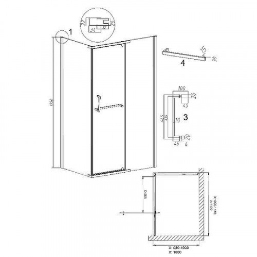 Душевой уголок Grossman Pragma 110x100 L 120.K33.03.1110.10.02 профиль Хром стекло шиншилла