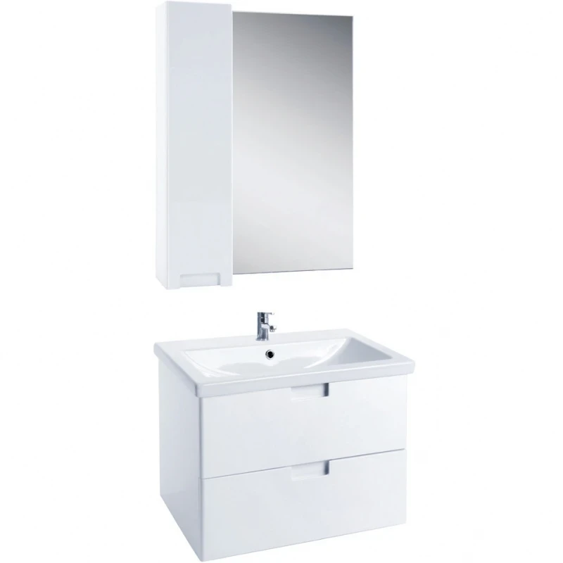 Зеркало со шкафом Bellezza Пегас 80 L 4610413002018 Белое МДФ / ЛДСП, стекло